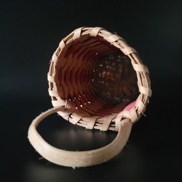 Patriotic-Themed Woven Basket Stars and Stripes Rustic Decor Signed Americana - Picture 5 of 7